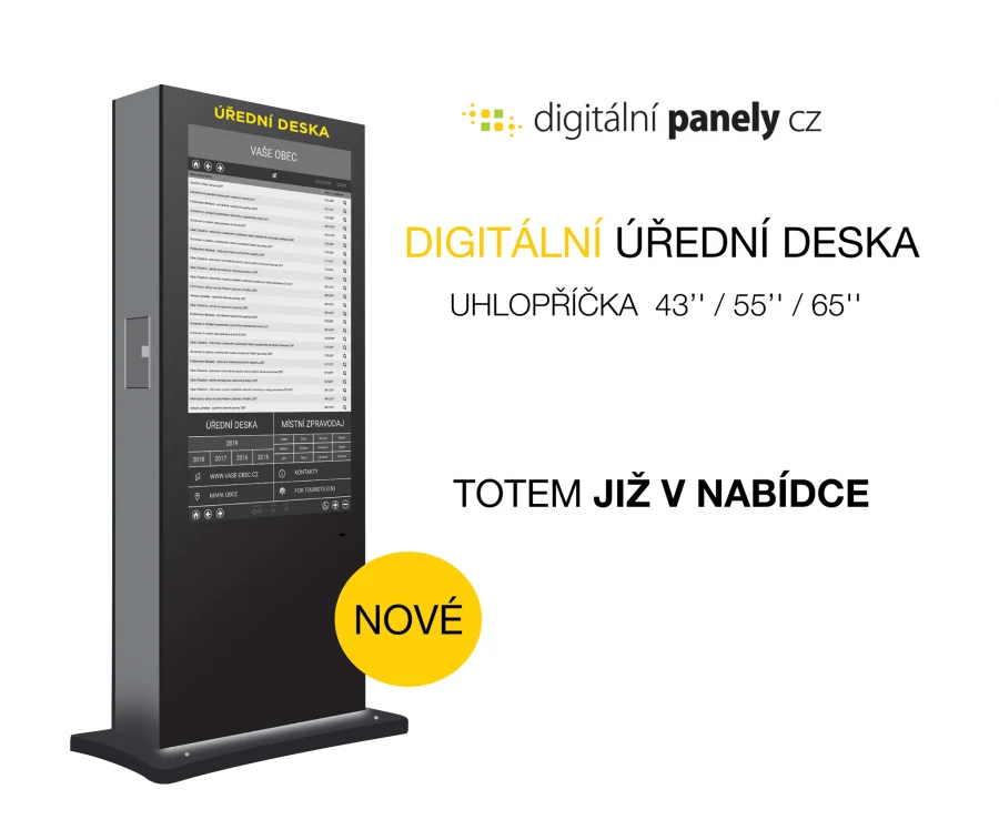 Novinka: digitálna úradná tabuľa – obojstranný TOTEM